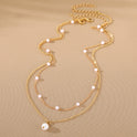 Fashion Jewelry Women's Pearl Tassel Pendant Double-layer Necklace Gold Pearl Necklace For Women