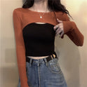 Hem High Waist Knitted Sweater Slimming Mix And Match Small Shawl Sweater Women