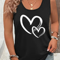 Hearts Print Crew Neck Tank Top, Casual Sleeveless Tank Top For Summer, Women's Clothing