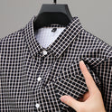 Long Sleeve Fine Plaid Shirt For Men Spring And Autumn