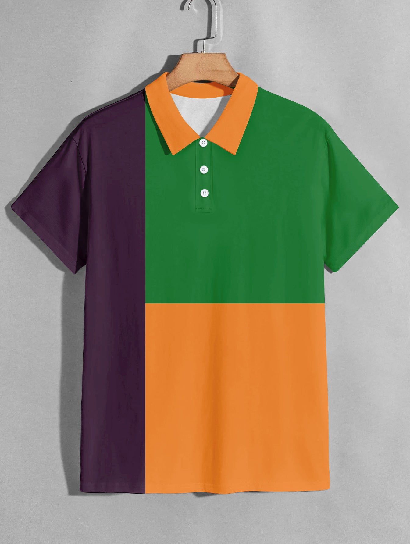 Summer Men's Fashion Color Contrast Polo Shirt