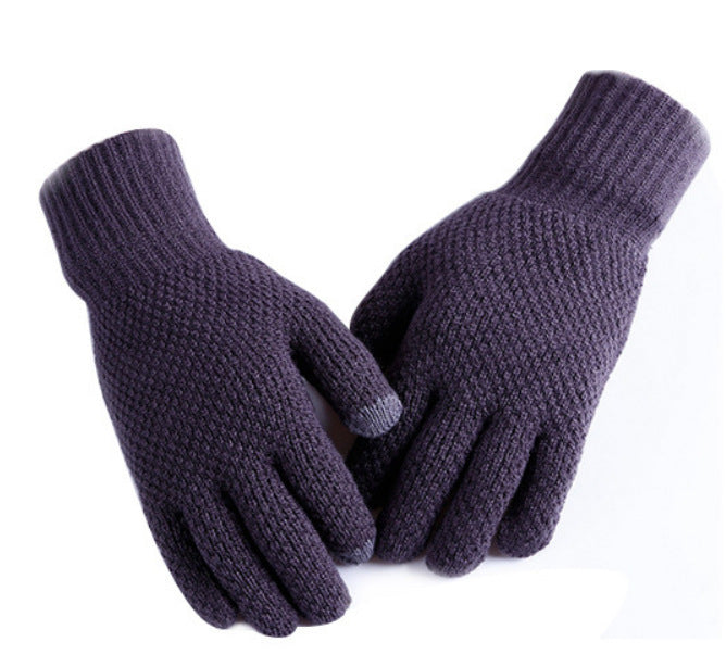 Outdoor Men's Split Finger Knitted Woolen Warm Gloves