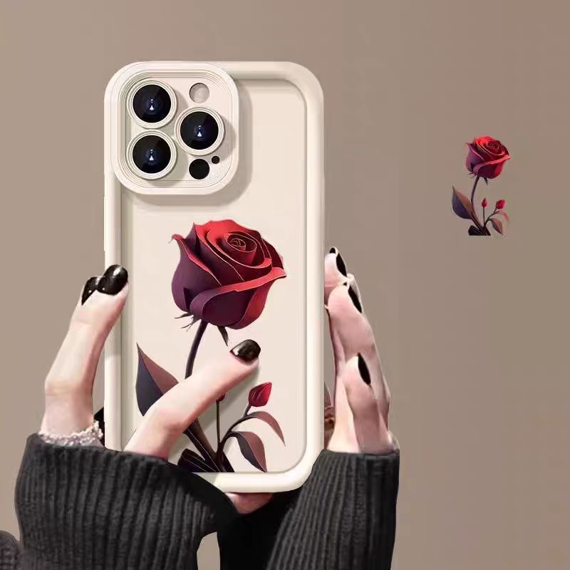 Red Rose Phone Case For Personality Frosted Silicone Drop-resistant 1