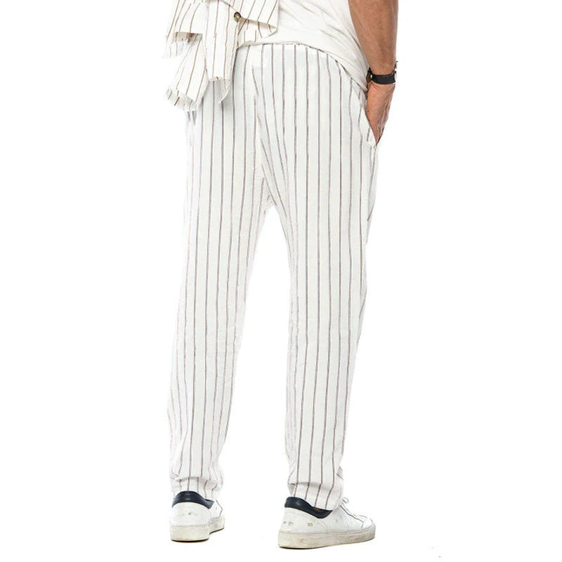 Men's Vertical Striped Stretch Trousers