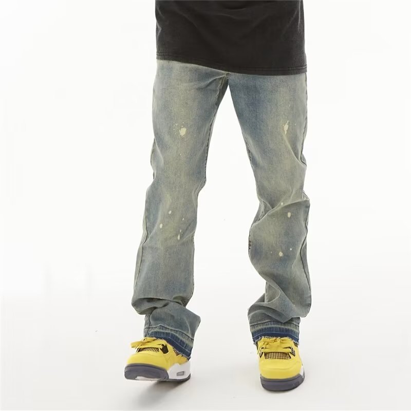 American Retro Distressed Yellow Mud Dyed Pants