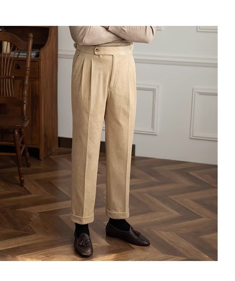 Autumn And Winter Corduroy Smooth Ankle-length Pants Men