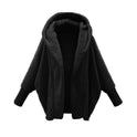 European And American Women's Clothing Solid Color Long Sleeve Hooded Loose Plush Coat