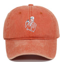 Skull Tea Embroidery Baseball Vintage Distressed Washing Cap