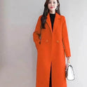 Solid Color Suit Collar Long-sleeved Woolen Coat