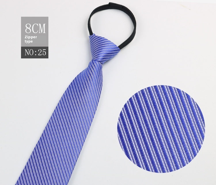 Black Men's Tie Striped Blue Business Tie Lazy Zip Tie In Stock Wholesale Pull Peels