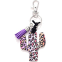 Wooden Cactus Keychain Leopard Flower