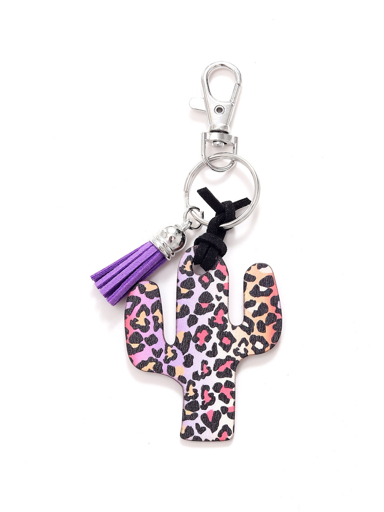 Wooden Cactus Keychain Leopard Flower