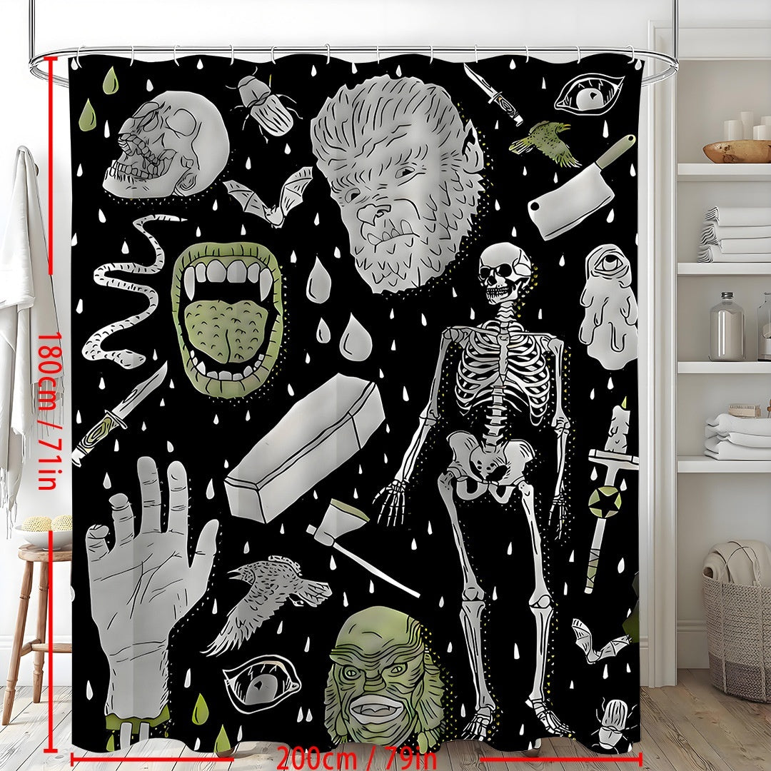 Printed Polyester Shower Curtain Waterproof Impermeable Hanging Partition Bathroom Curtain