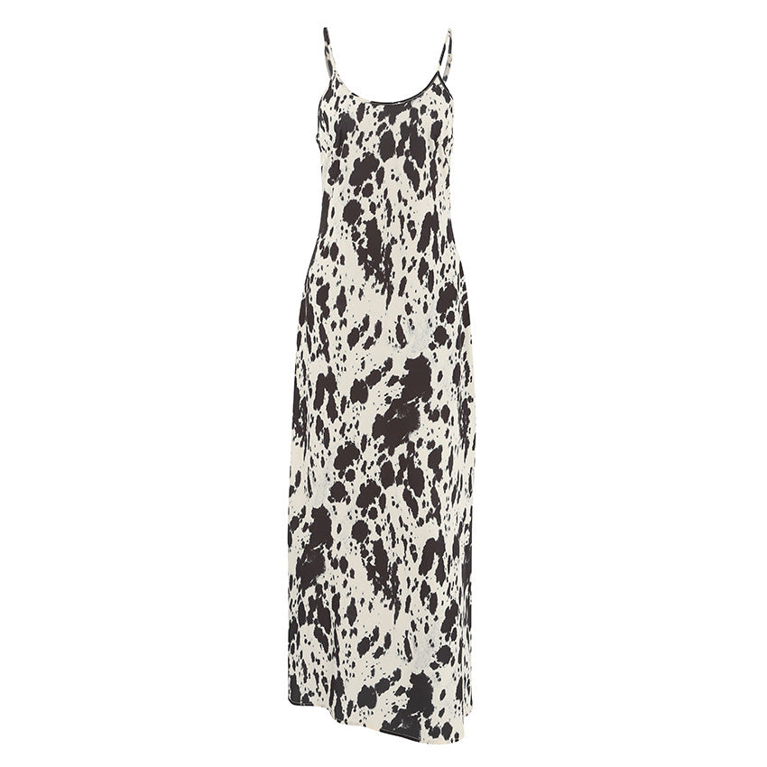 Printed Sling Round Neck Dress