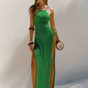 Double-sided High Slit Sling Beautiful Back Knitted Dress