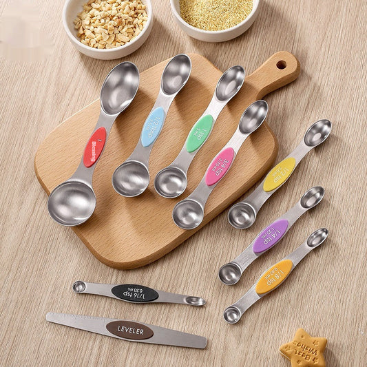 9-piece Set Of Stainless Steel Double Headed Measuring Spoons