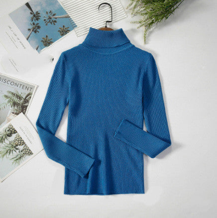 All-match Solid Color Slim Slimming Turtleneck High-neck Warm Long-