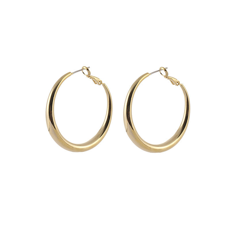 Classic Commuter Metal Large Hoop Earrings