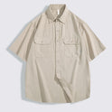 Retro Workwear Short Sleeve Shirt For Men