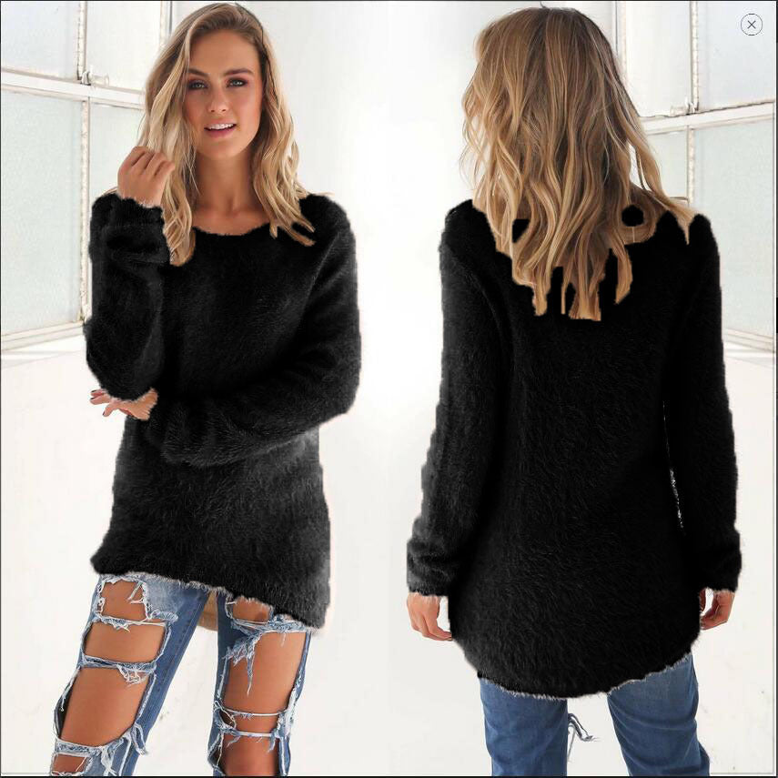 Autumn And Winter Fashion Solid Color Long Sleeve Women's Sweater