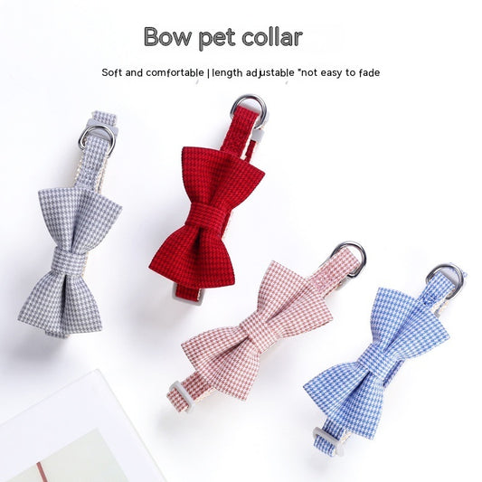 Pet Collar Houndstooth Bow Collar