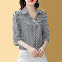 Striped Chiffon Shirt Women's Clothes