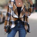 Women's Fashion Plaid Contrast Color Coat