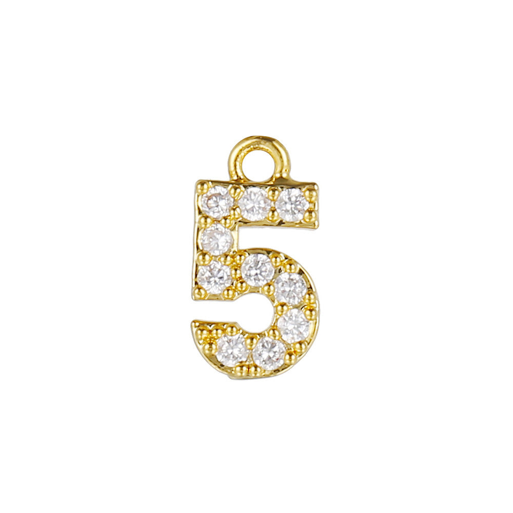 Gold-Plated Copper Color-Preserving Jewelry 0-9 Birthday Year Digital Accessories