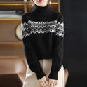 Winter New Retro Jacquard Wool High Collar Loose Thickened Jumper