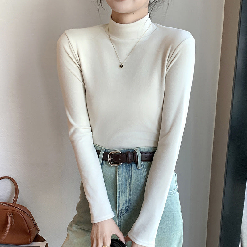 Half Turtleneck Double-sided Dralon Bottoming Shirt For Women Spring And Autumn