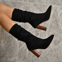 Plus Size Fashion New Chunky Heel Pointed-toe Fashion Middle Boots