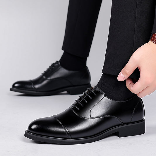 Leather Shoes Men's Height Increasing Insole Pointed Toe Wedding Shoes