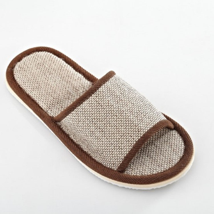 Retro Solid Color Coarse Cloth Hotel Home Slippers