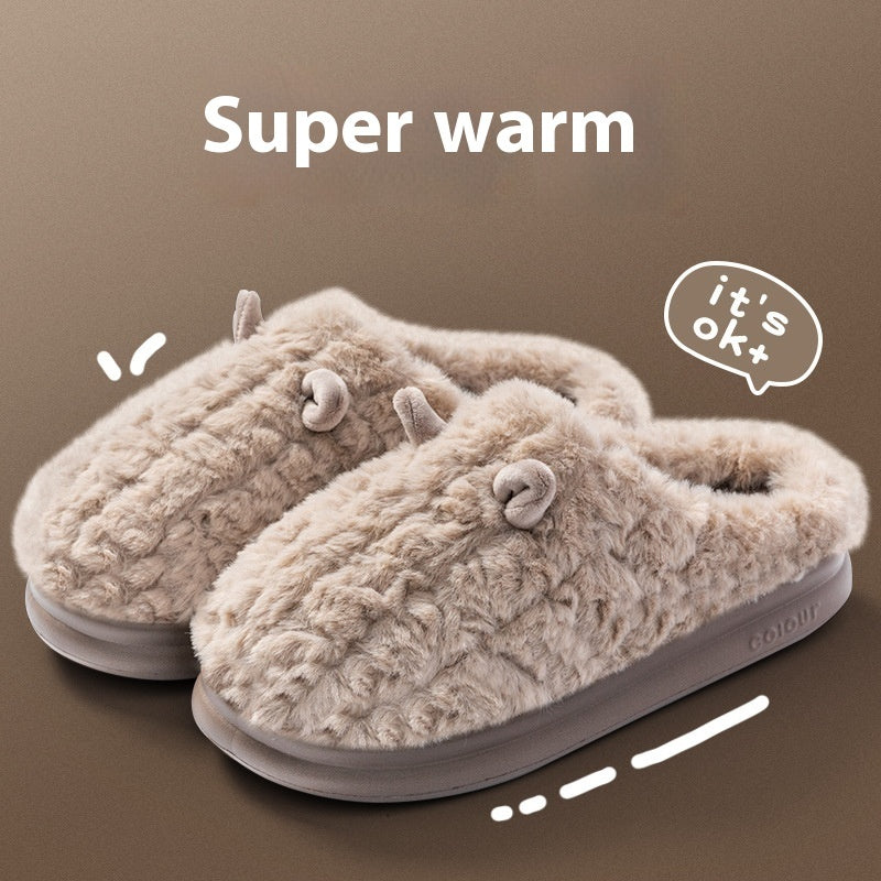 Winter Warm Indoor Home Thick Bottom Non Slip Cotton Slippers