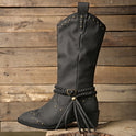 Women's Simple Pointed Rivets Thick Heel Mid Heel Long Tube Tassel Boots