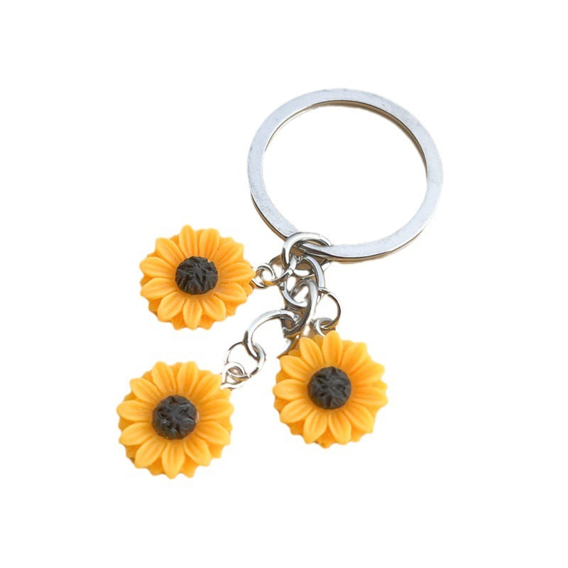 Golden Sunflower Keychain Cute Simple Bag Luggage Pendant