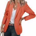 Women's Long Sleeve Solid Color Polo Collar Small Suit Jacket