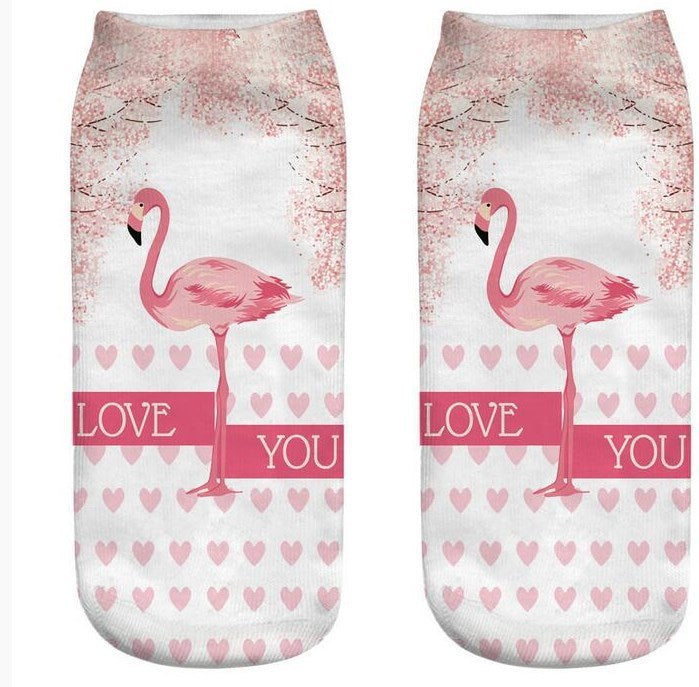 Fashion Creative Flamingo 3D Printing Socks Socks