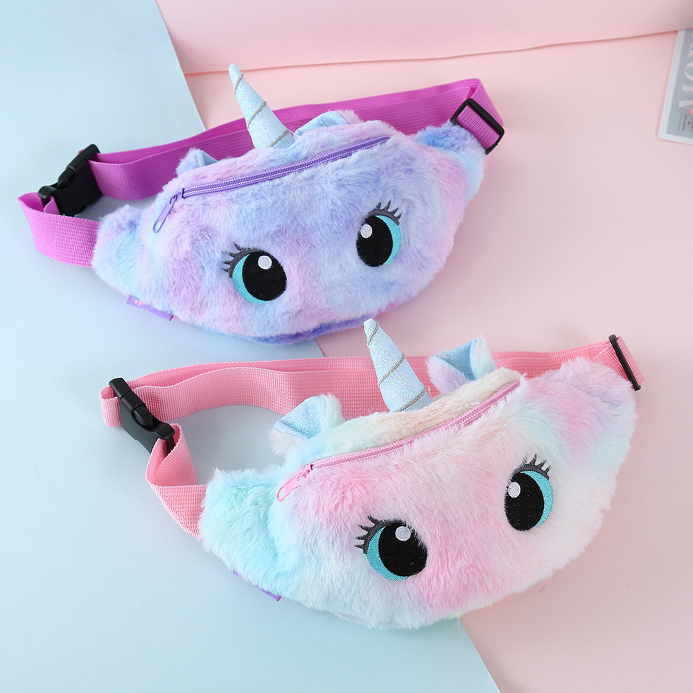 Cartoon Plush Shoulder Bag Little Girl Cute Big Eyes Waist Bag Kindergarten Children Messenger Bag Chest Bag