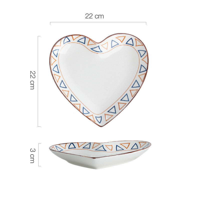 Hand Painted Bakeware Heart Shaped Plate Square Dumpling Plate