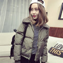 Women Outerwear Autumn Winter Coat Korean Style Lambs Collar Down Cotton-Padded Jackets Short Casual Female Warm Parkas