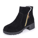 New round toe thick heel suede women's short boots