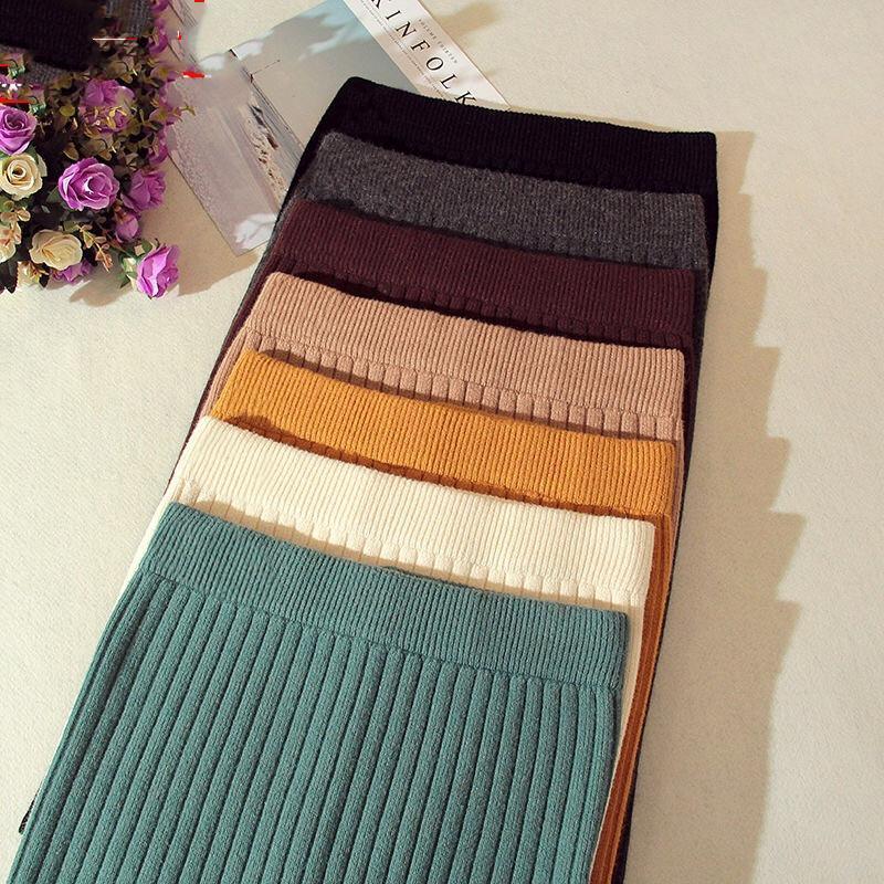 Korean women's high-waist split knit skirt