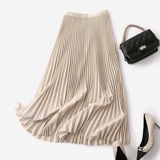 High Waist Drooping Pleated Skirt Autumn Slimming Skirt