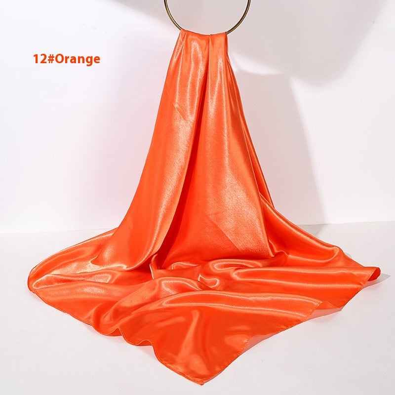 Pure Color Silk Scarf Artificial Silk 90cm Shiny Satin Shawl