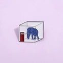 Water Cube Geometric Creative Trapped Elephant Brooch Golden M Badge