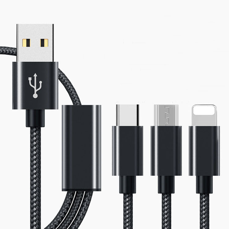 Three-in-one charging cable for mobile phones