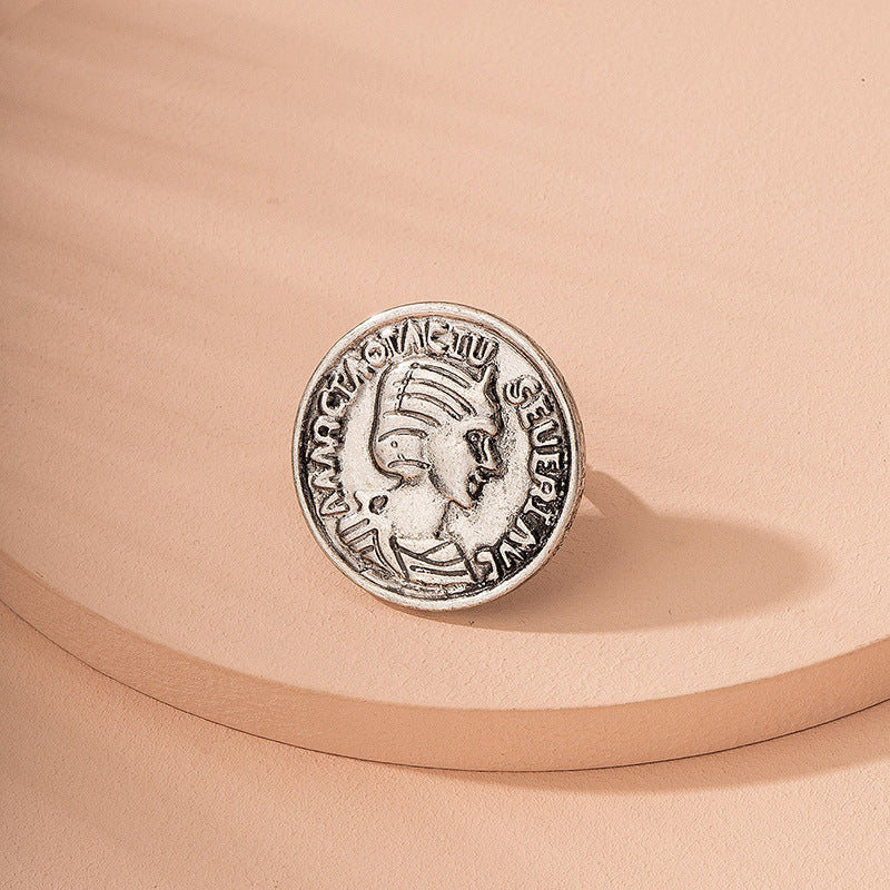 European And American Simple Retro Coin Ring Exaggerated Large Ring