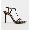 Spring And Summer New Open Toe Ankle-strap Buckle Leopard Print High Heels