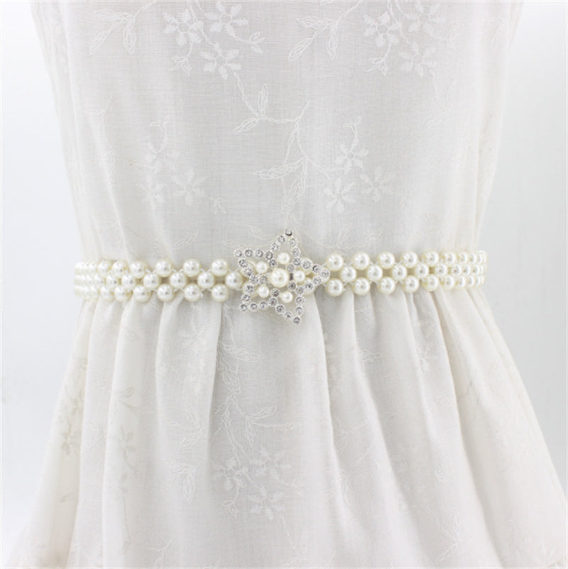 Women's Rhinestone Pearl Waist Chain Fashion Dress Decoration